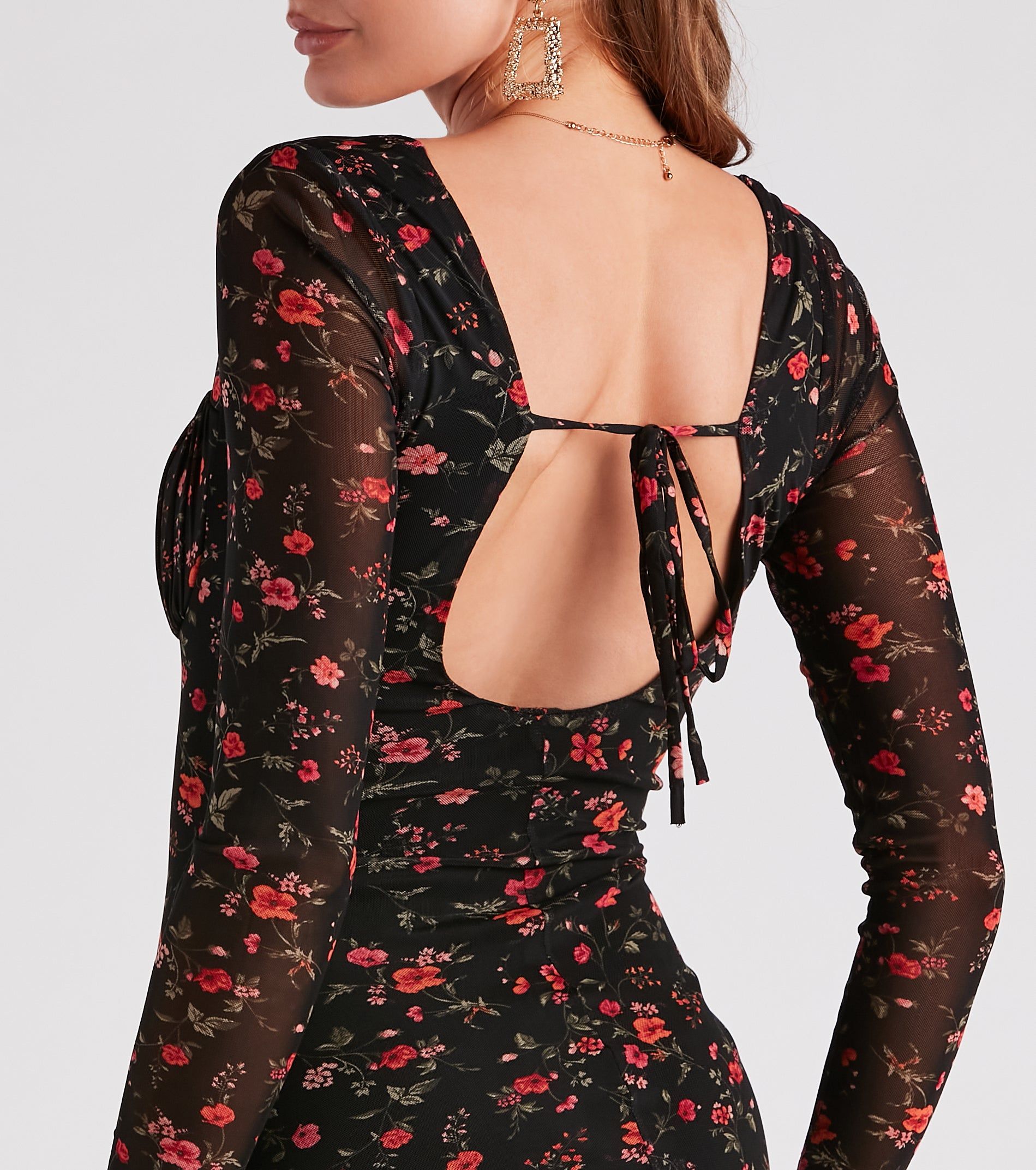 Into The Floral Mesh Mini Dress sold by Windsor product image thumbnail 4
