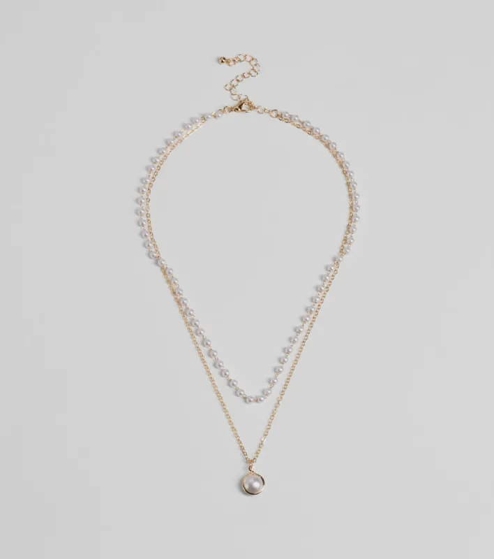 Luxe Moment Faux Pearl Layered Necklace sold by Windsor