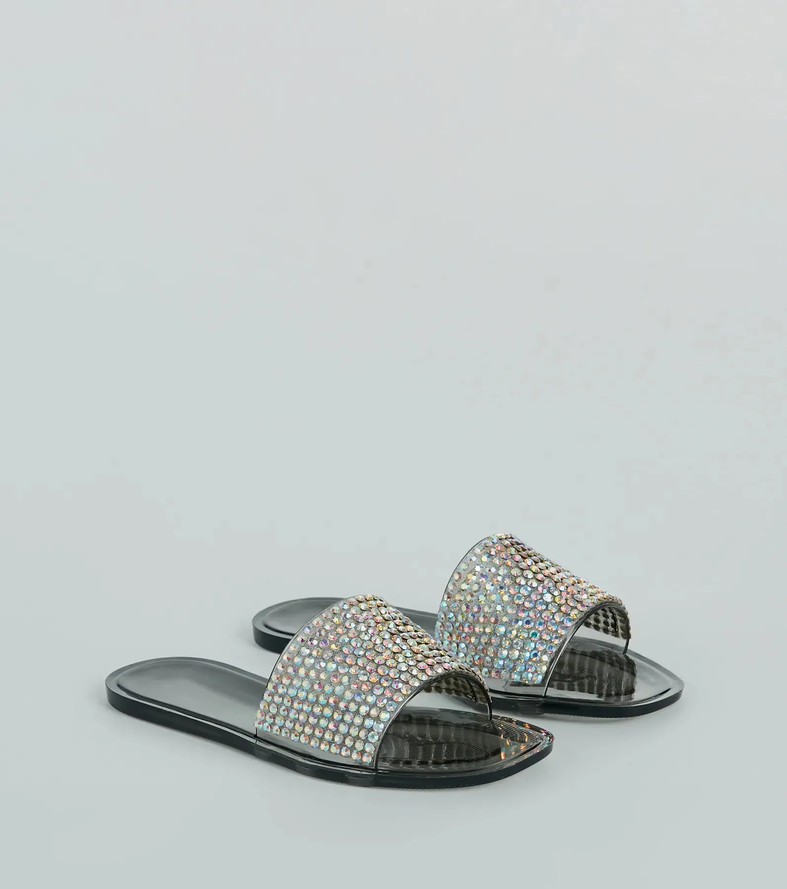 Slip Into Luxury Rhinestone Flat Jelly Sandals sold by Windsor
