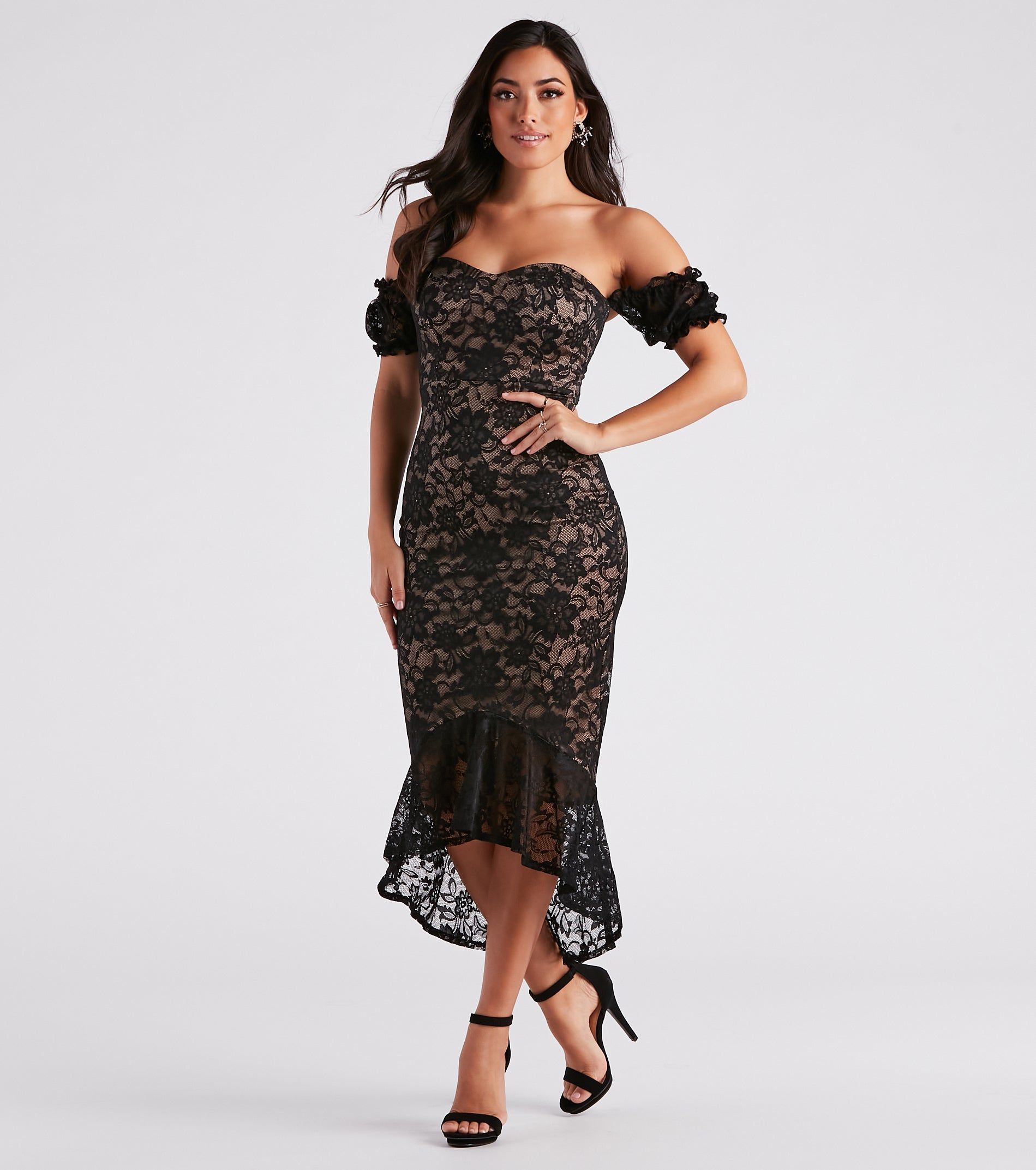 Elegant Miss Lace High Low Midi Dress sold by Windsor product image thumbnail 3