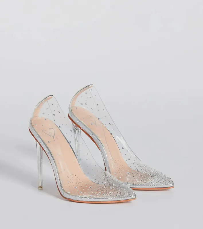 Fairly Glam Clear Rhinestone Stiletto Pumps sold by Windsor
