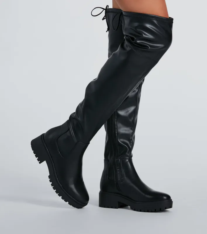 Stomp It Up Thigh-High Lug Boots sold by Windsor