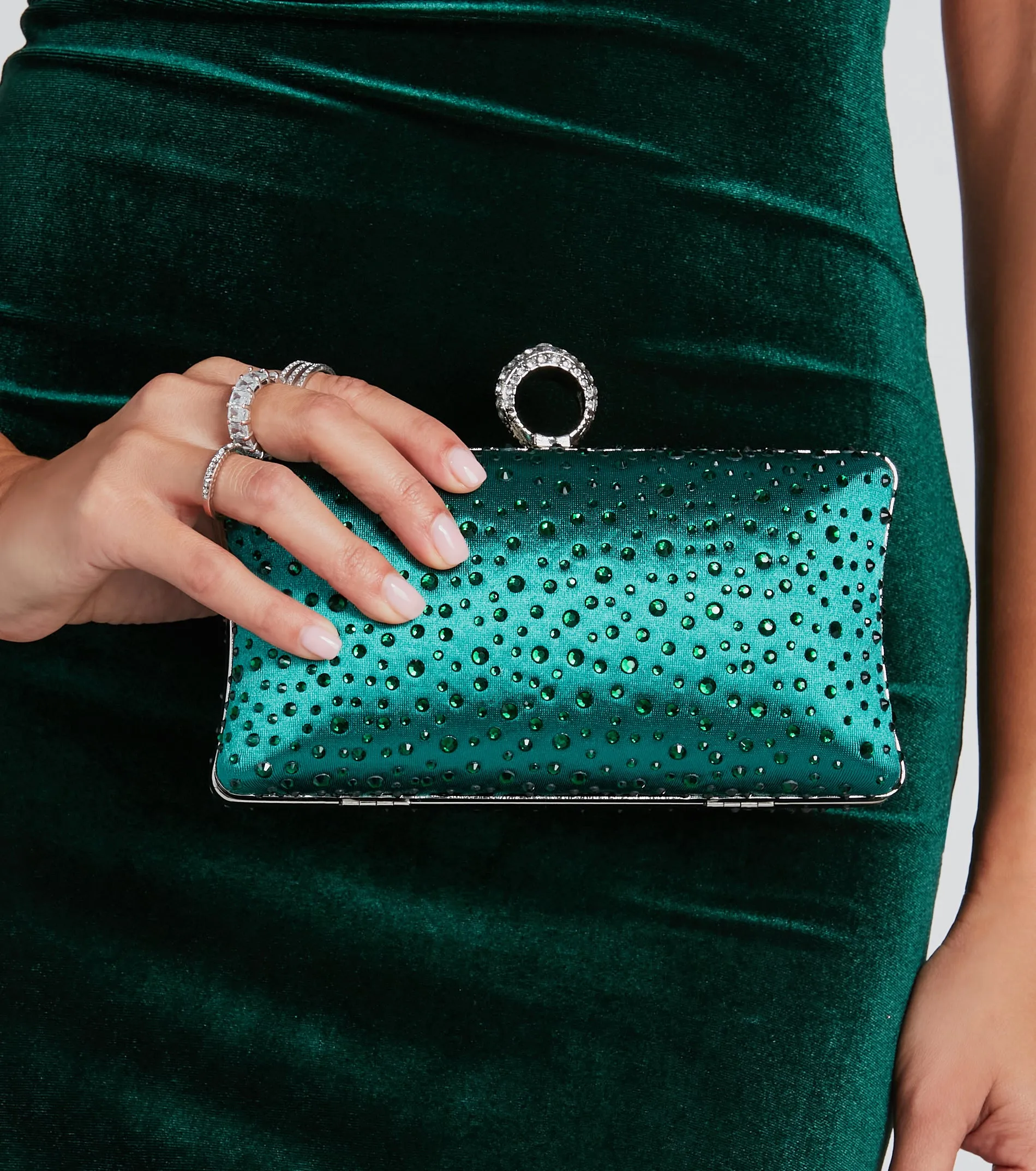 Special Moments Satin Rhinestone Box Clutch sold by Windsor product image thumbnail 2