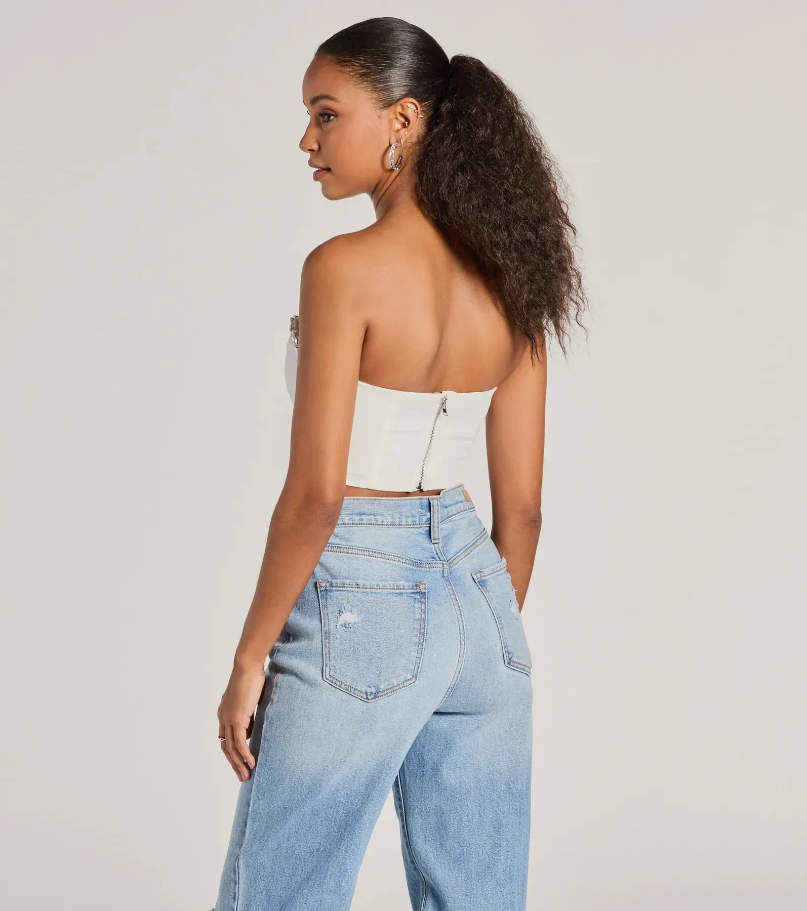 Midnight Romance Strapless Rhinestone Gem Corset Top sold by Windsor product image thumbnail 2