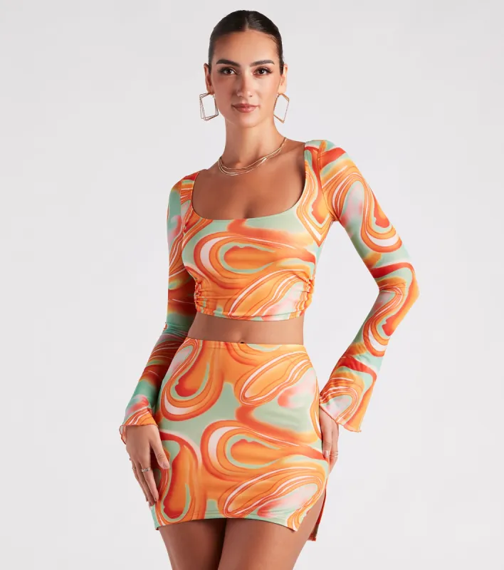 Funky Fresh Swirl Mesh Crop Top sold by Windsor