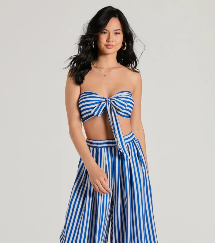 Festive Fun Strapless Striped Bandeau Crop Top sold by Windsor