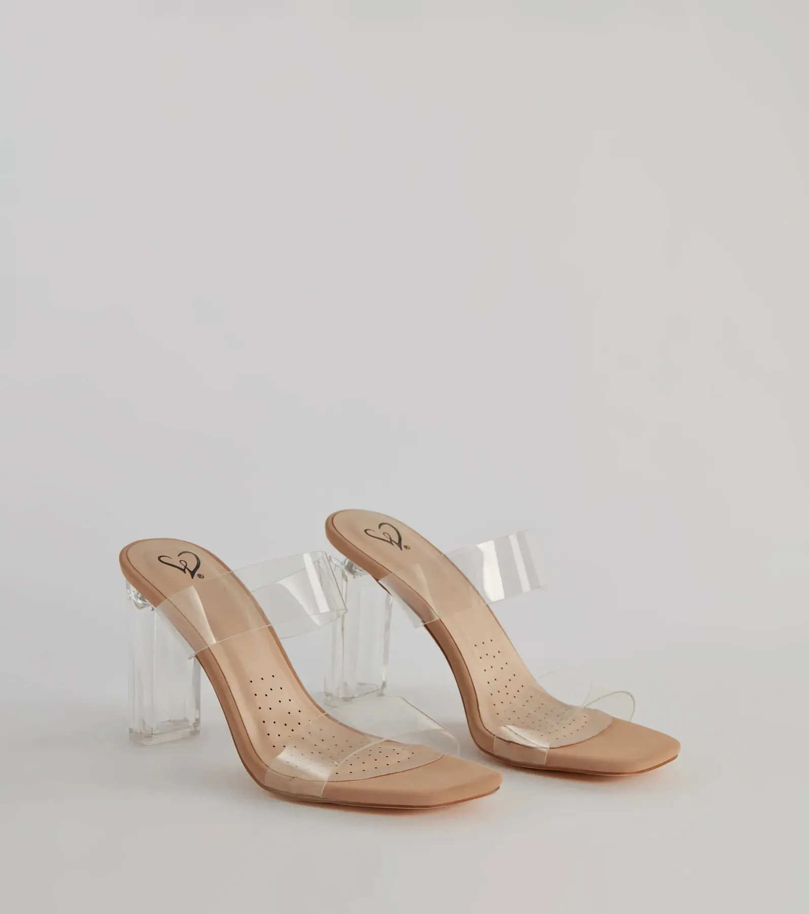 Clearly On Trend PVC Strap Lucite Block Heels sold by Windsor