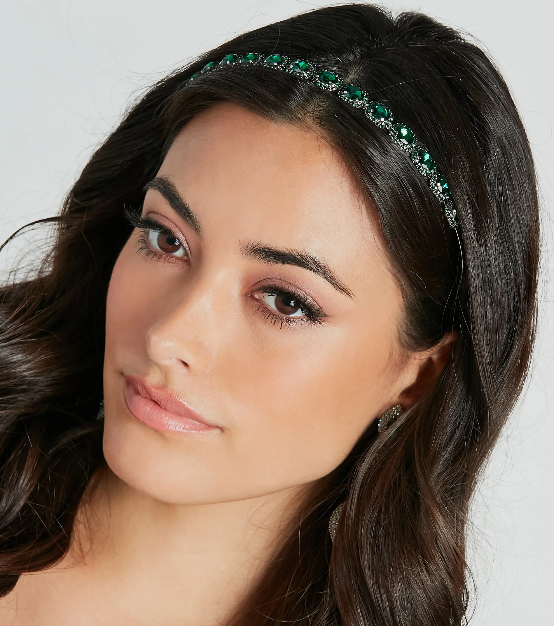 Opulent Allure Emerald Rhinestone Headband sold by Windsor