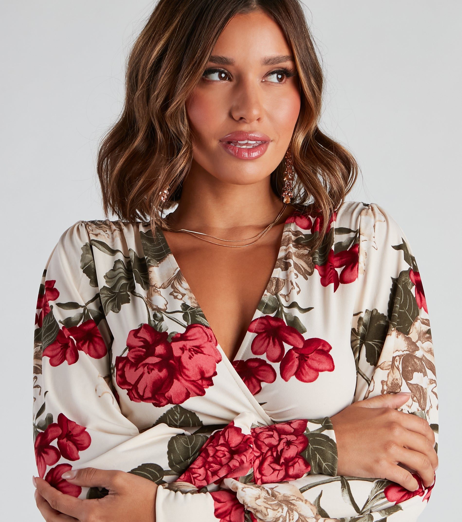 Fall Blooms Floral Surplice Top sold by Windsor product image thumbnail 4
