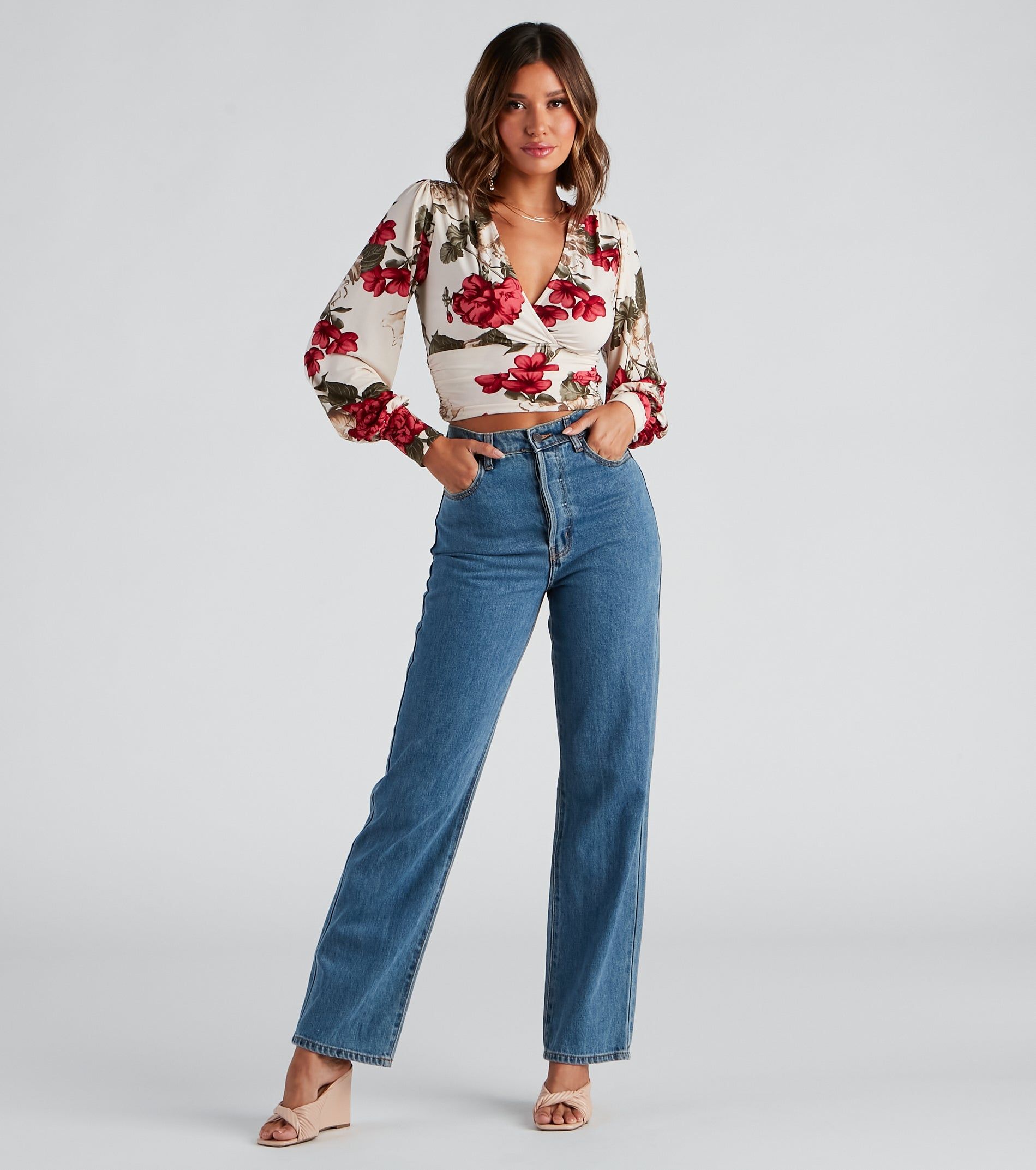 Fall Blooms Floral Surplice Top sold by Windsor product image thumbnail 3