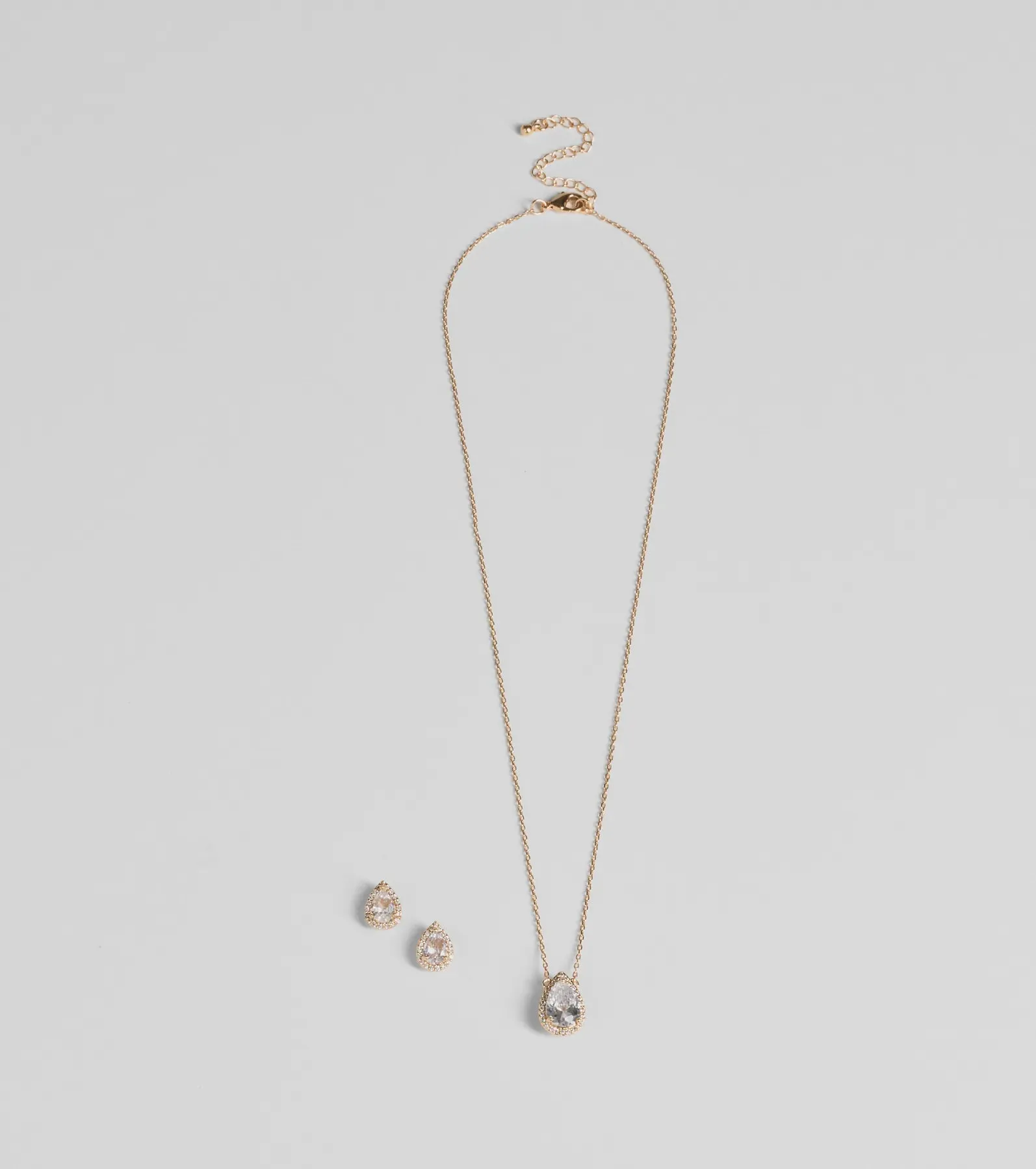 Simple Luxe Vibes Cubic Zirconia Necklace And Earrings Set sold by Windsor
