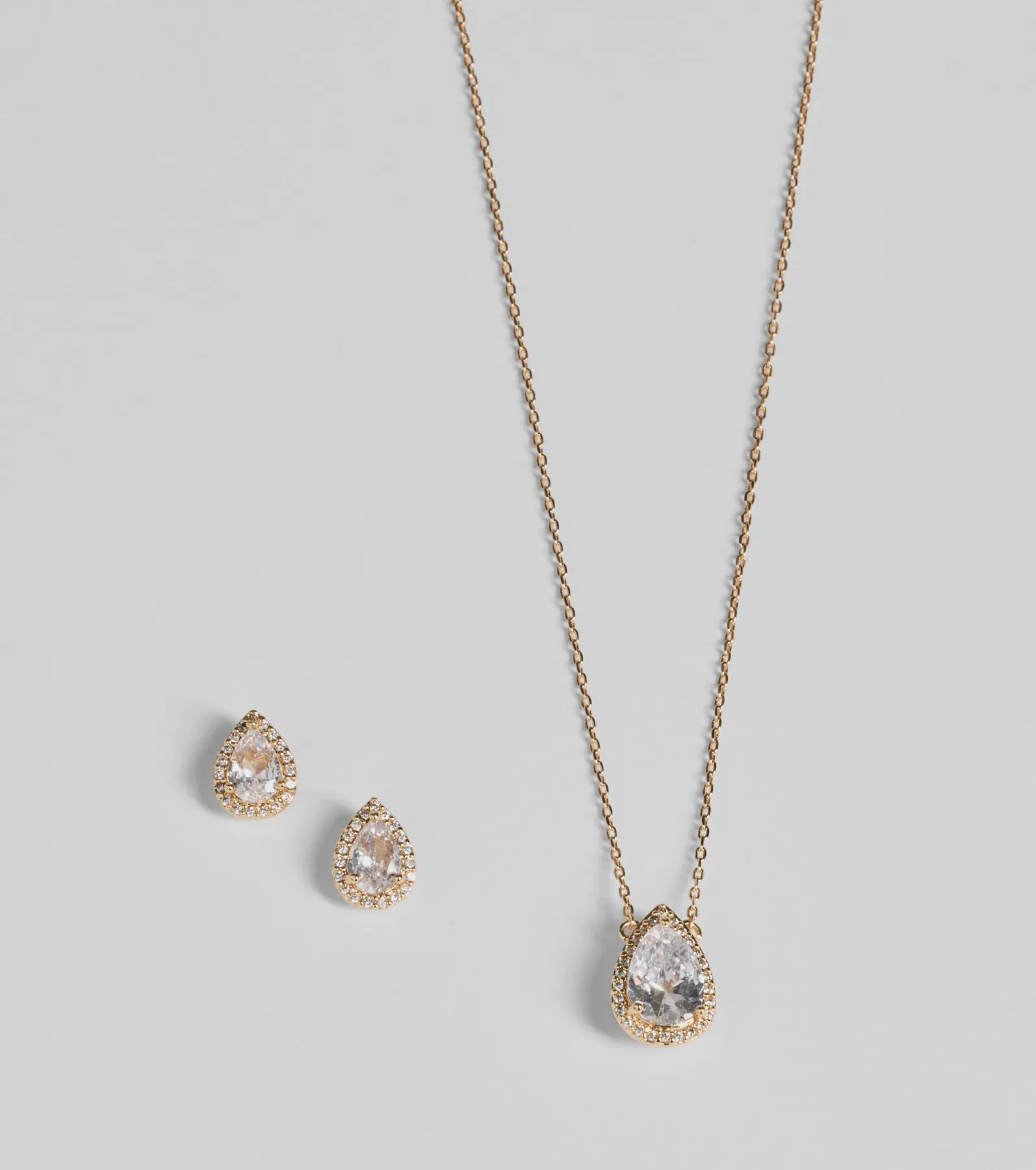Simple Luxe Vibes Cubic Zirconia Necklace And Earrings Set sold by Windsor product image thumbnail 2