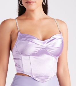 Bust Out The Rhinestone Satin Bustier sold by Windsor