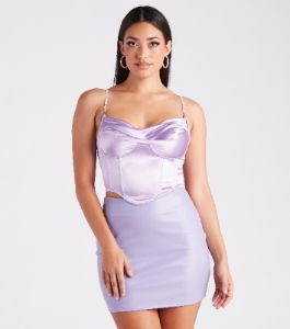 Bust Out The Rhinestone Satin Bustier sold by Windsor