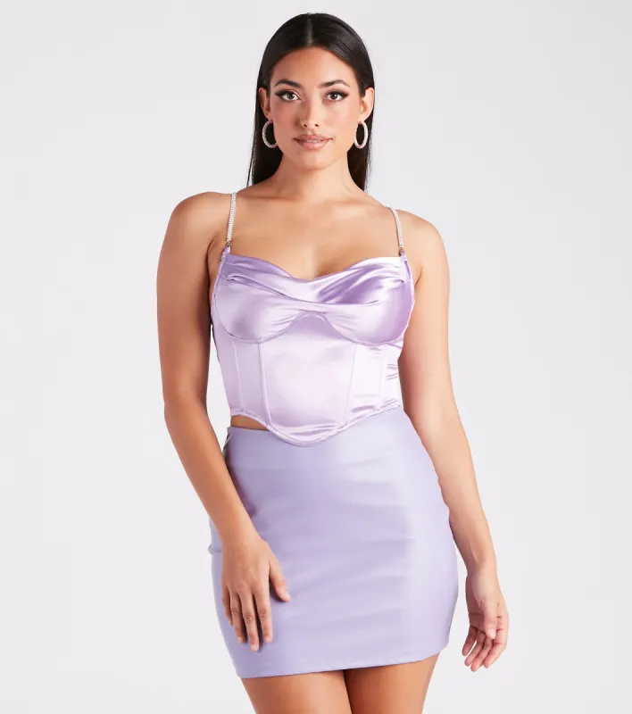 Bust Out The Rhinestone Satin Bustier sold by Windsor