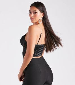 Bust Out The Rhinestone Satin Bustier sold by Windsor