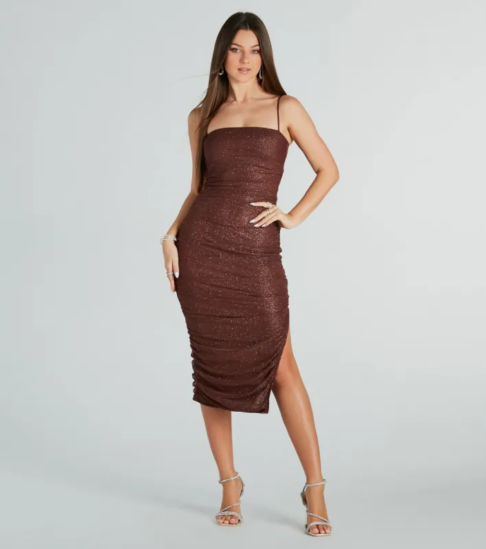 Gorgeous Look Glitter Mesh Midi Dress sold by Windsor