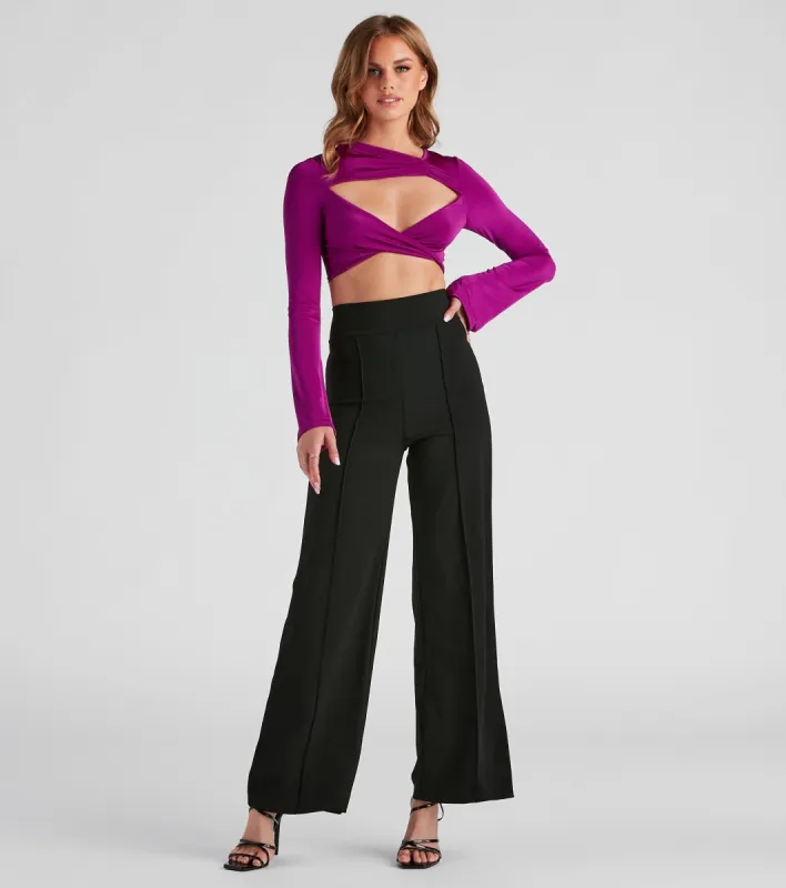 So Chic Crepe Wide-Leg Pants sold by Windsor