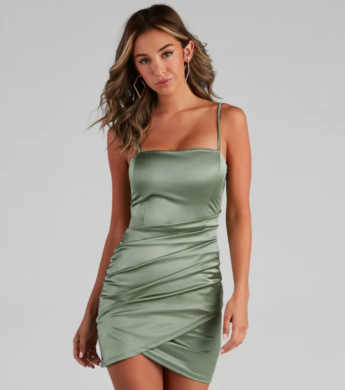 PLACEHOLDER - Wrapped In Stylish Satin Mini Dress sold by Windsor