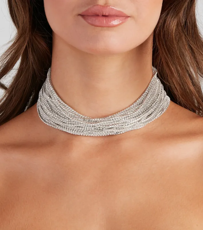 Major Luxe Layered Rhinestone Choker sold by Windsor