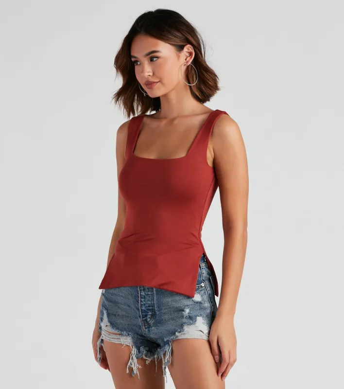 CLEARANCE - All About Basic Slit Tank Top sold by Windsor