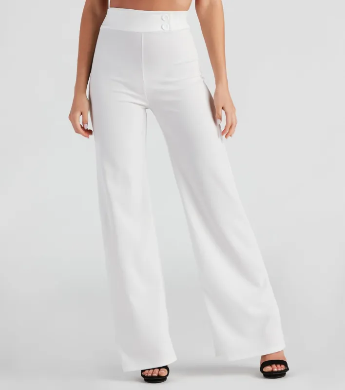 CLEARANCE - All The Class Crepe Wide Leg Pants sold by Windsor