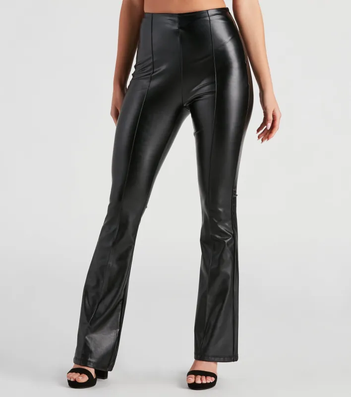 CLEARANCE - The Winner Faux Leather Flare Pants sold by Windsor