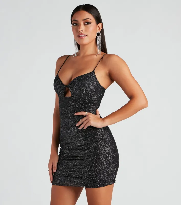 Glitzy Girl Glitter Mesh Mini Dress sold by Windsor