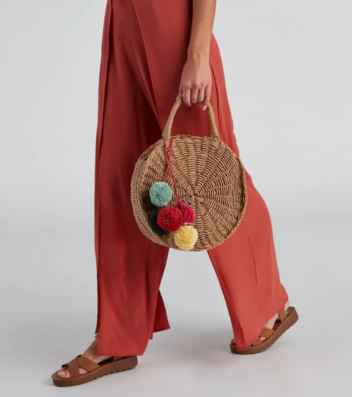 Pom Perfect Round Straw Crossbody sold by Windsor