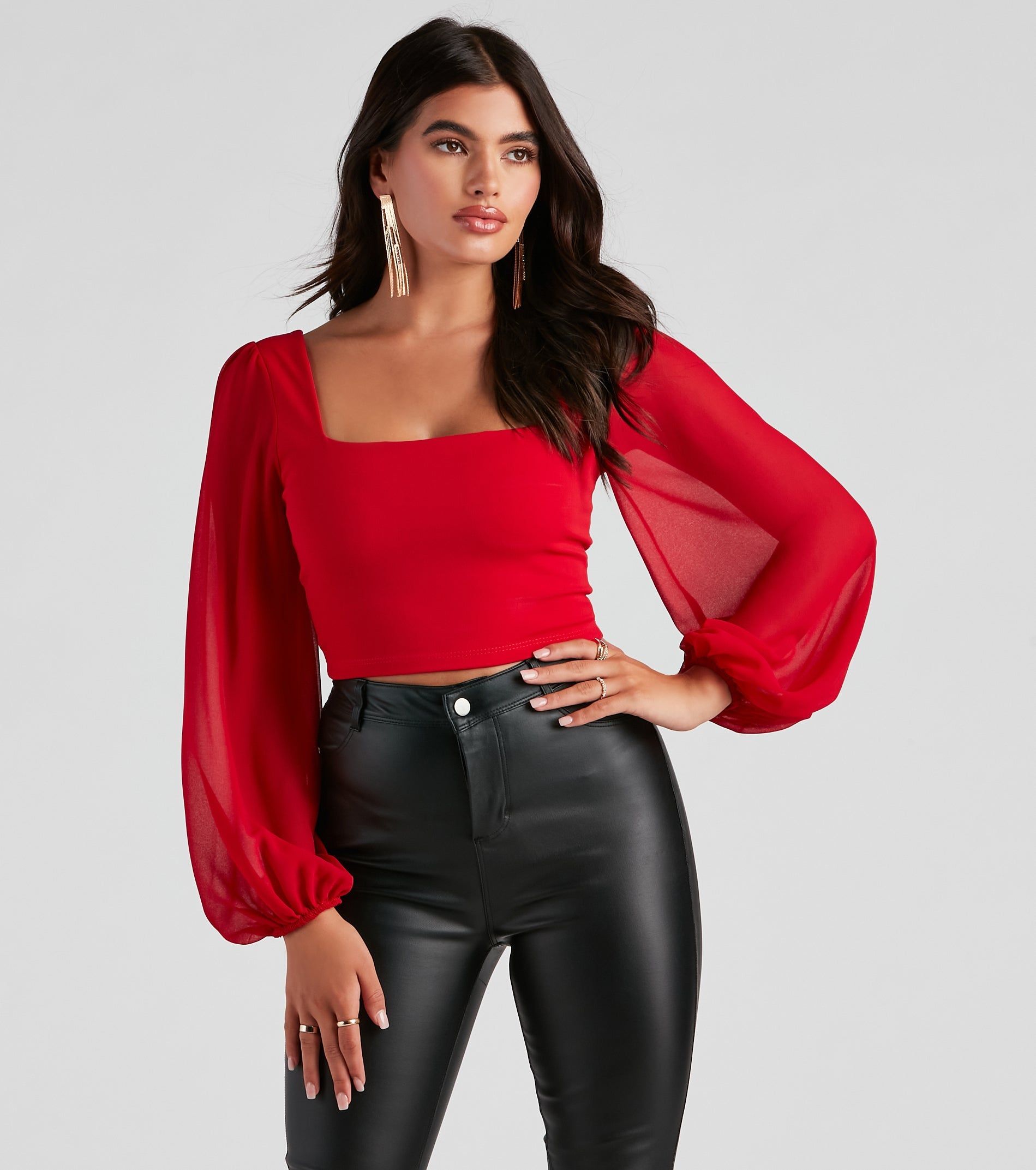 PLACEHOLDER - Classy Chic Chiffon Crop Top sold by Windsor