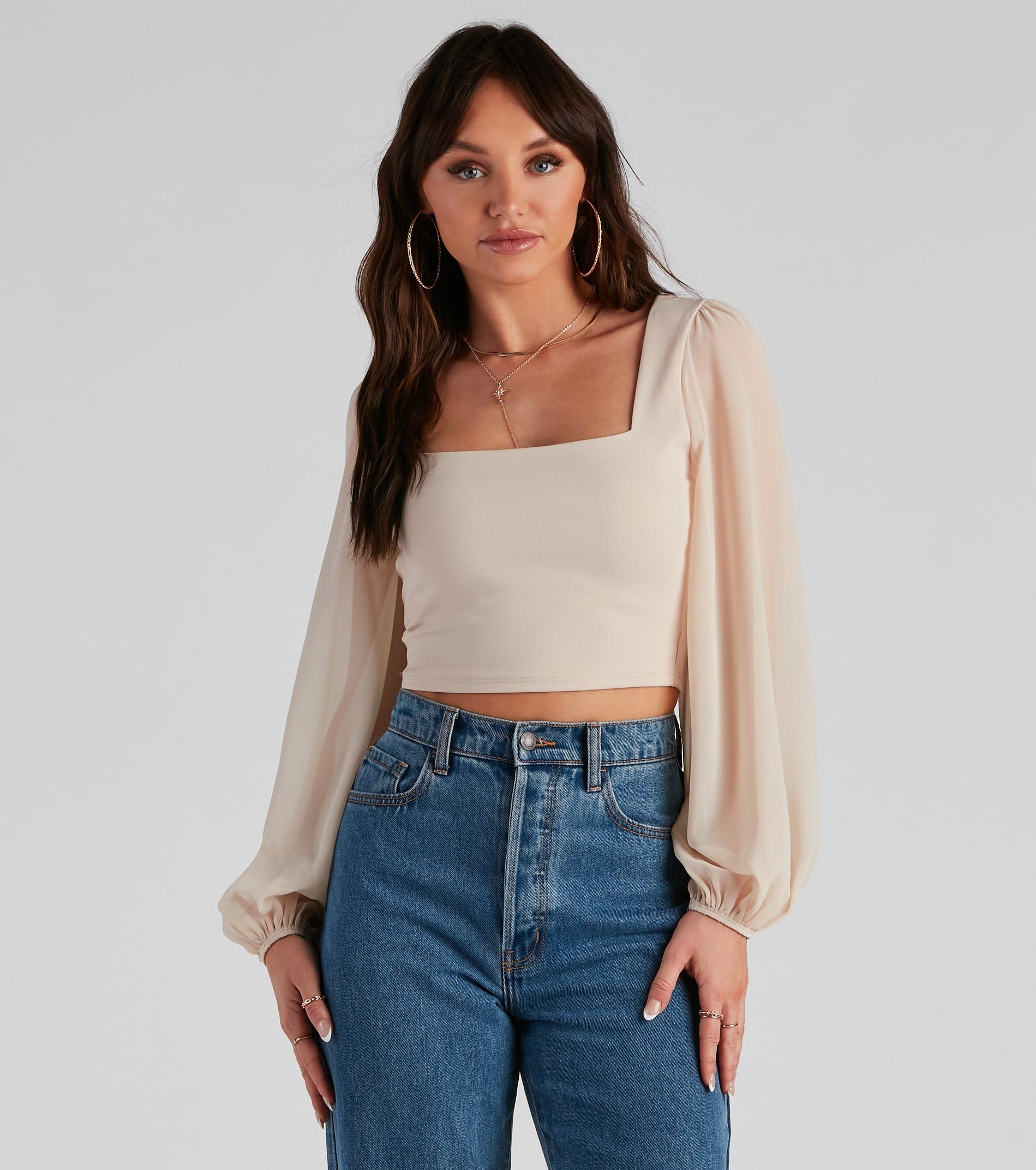 PLACEHOLDER - Classy Chic Chiffon Crop Top sold by Windsor product image thumbnail 3