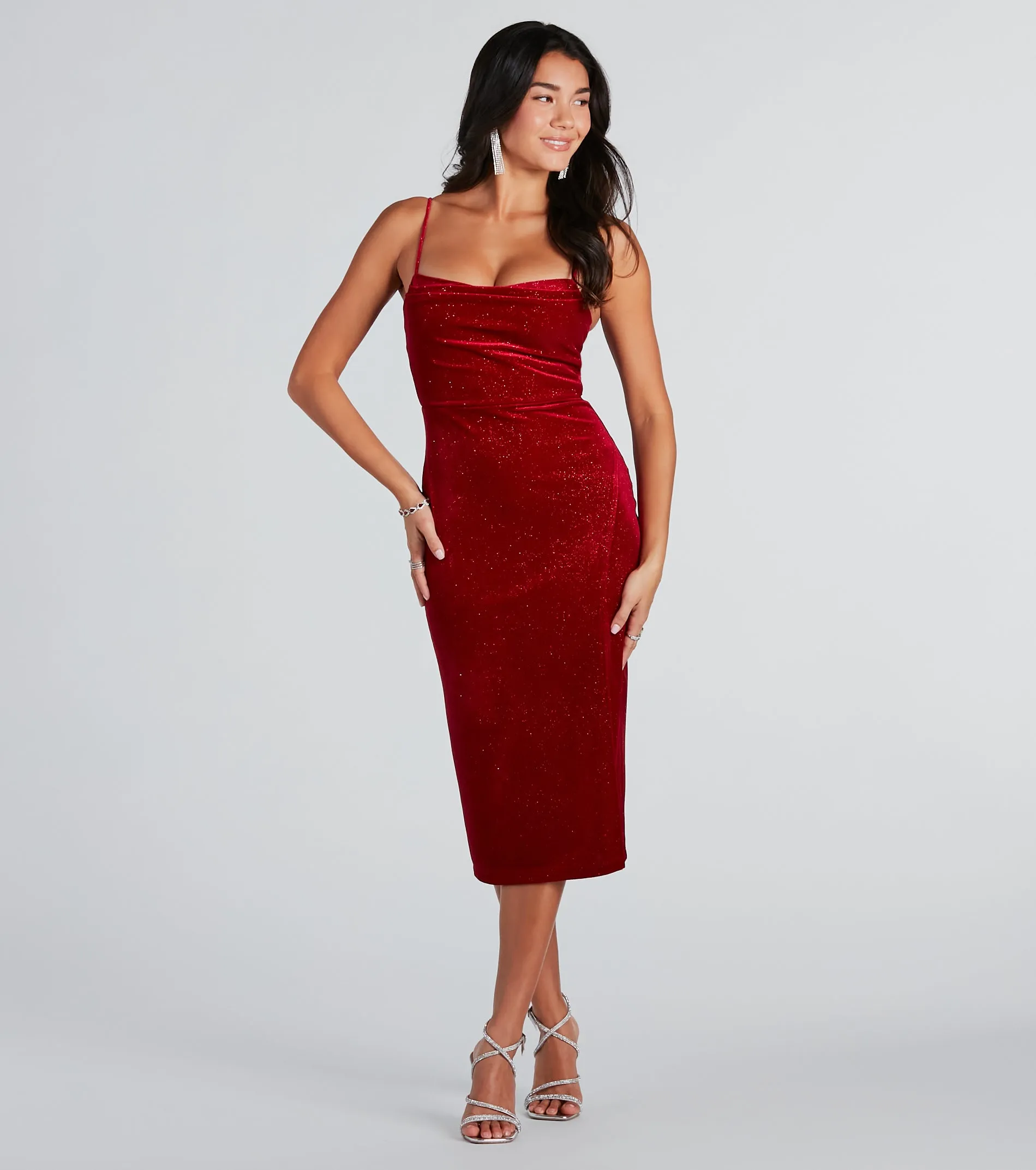 All Is Merry Velvet Glitter Midi Dress sold by Windsor