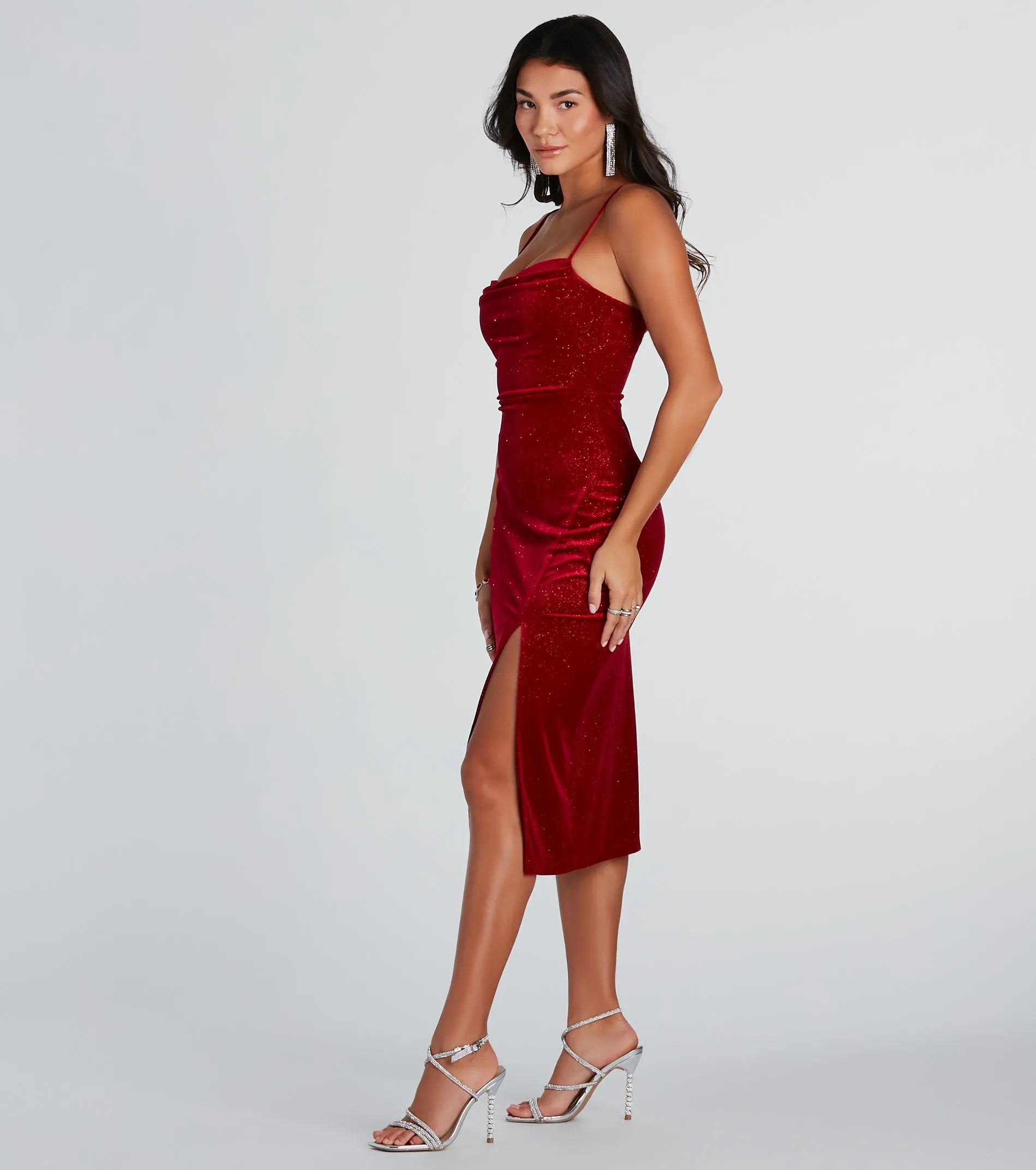 All Is Merry Velvet Glitter Midi Dress sold by Windsor product image thumbnail 5