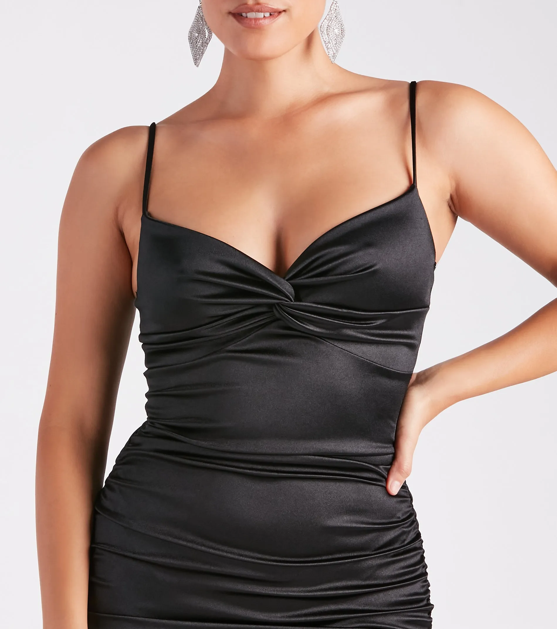 Meet Me In VIP Satin Ruched Mini Dress sold by Windsor product image thumbnail 4