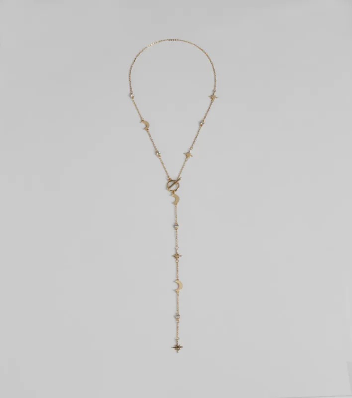 Dreamy Sparkle Celestial Charm Lariat Necklace sold by Windsor