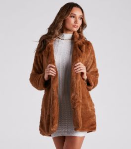 Always Luxe Faux Fur Long Coat sold by Windsor