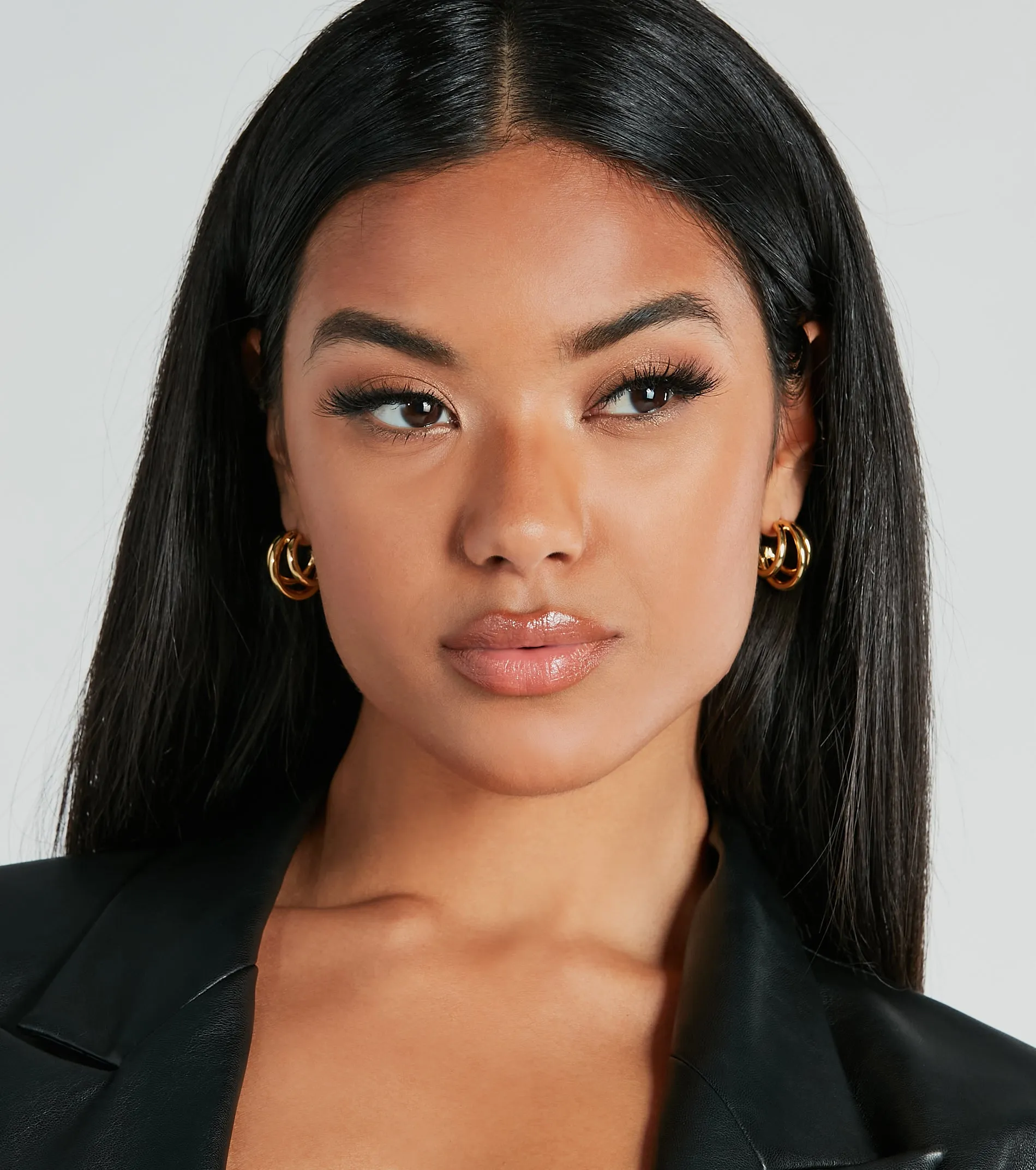 Modern Chic 14K Gold Plated Triple Hoop Earrings sold by Windsor product image thumbnail 2