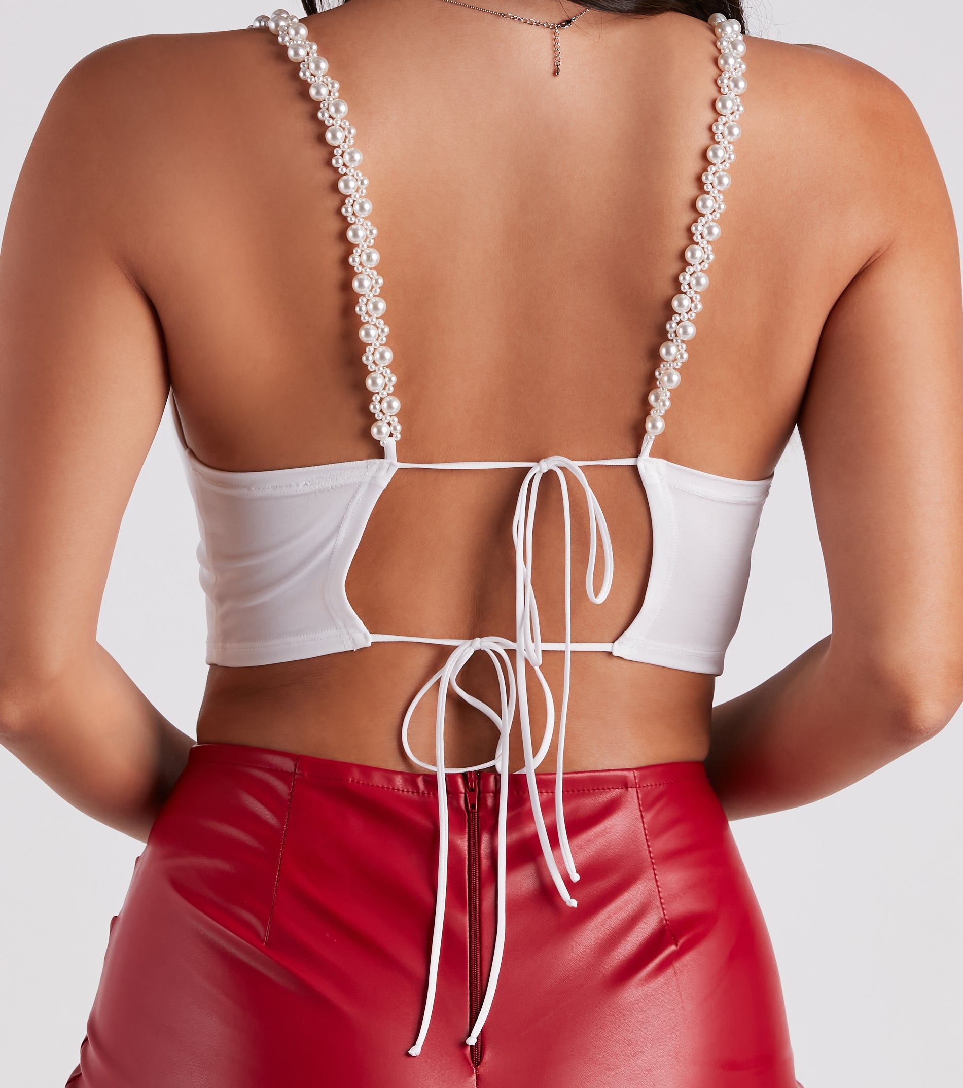 Pearl Of Style Tie Back Crop Top sold by Windsor product image thumbnail 4