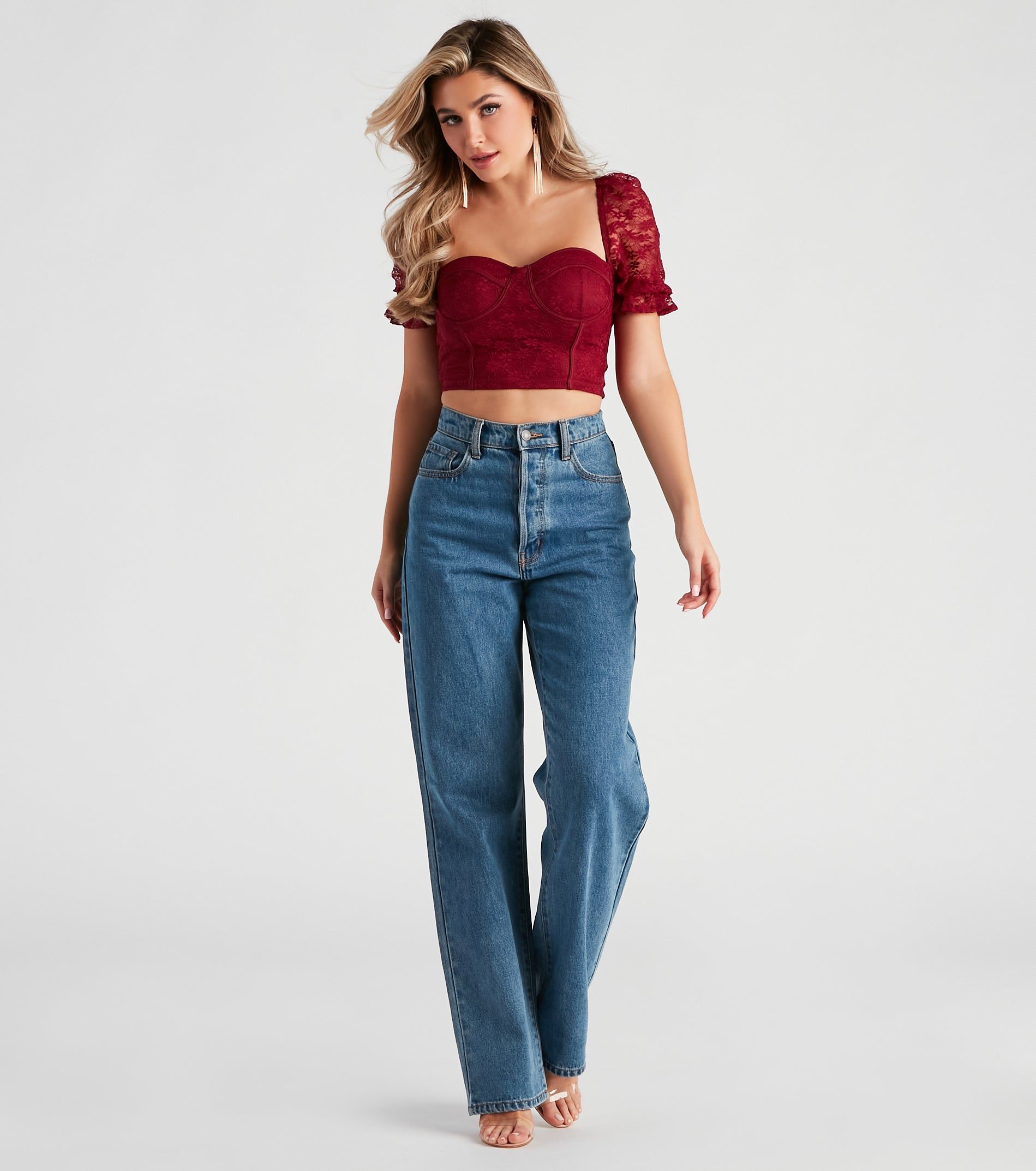 Romance Me Lace Puff Sleeve Bustier sold by Windsor product image thumbnail 3