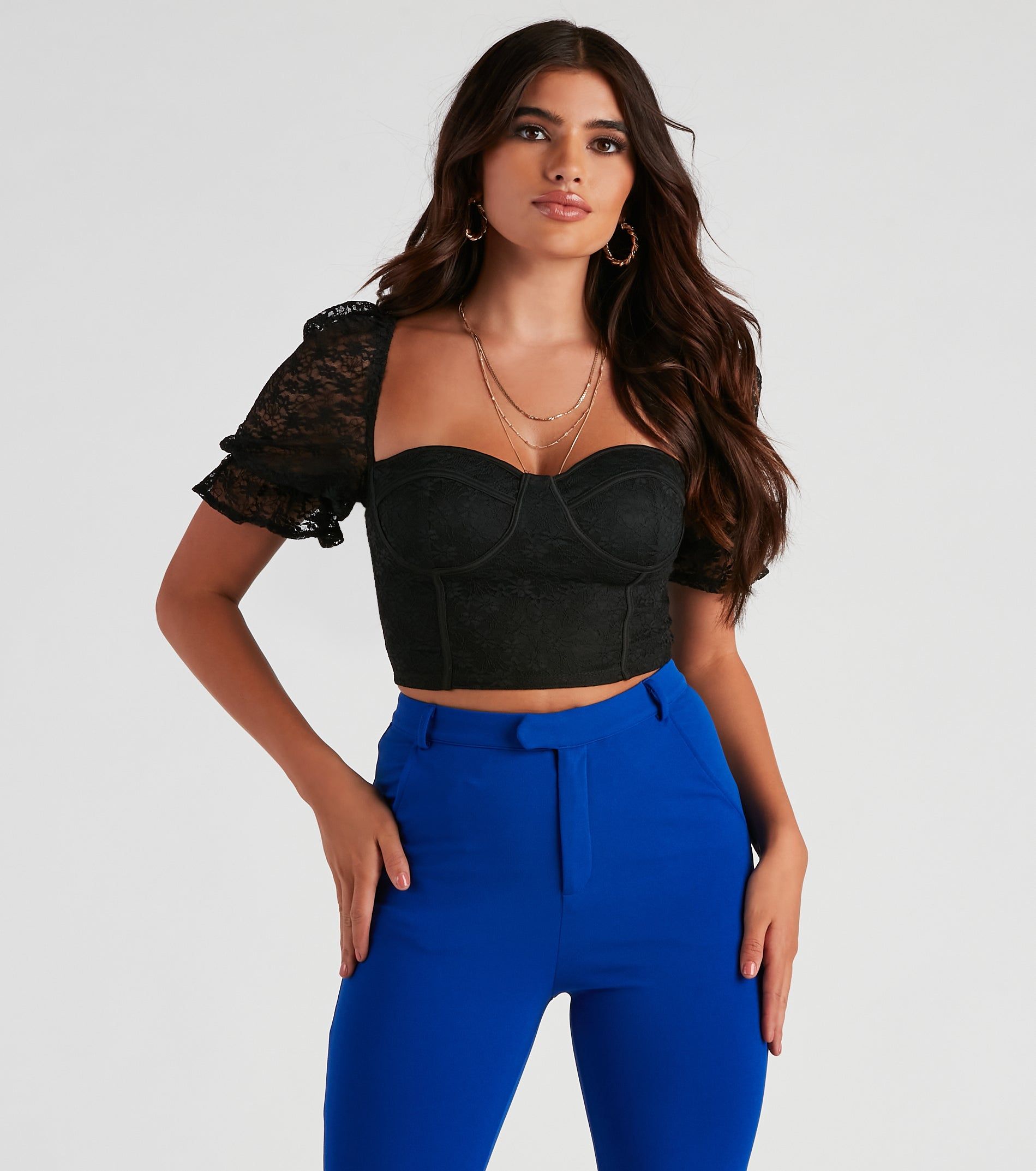 Romance Me Lace Puff Sleeve Bustier sold by Windsor product image thumbnail 5