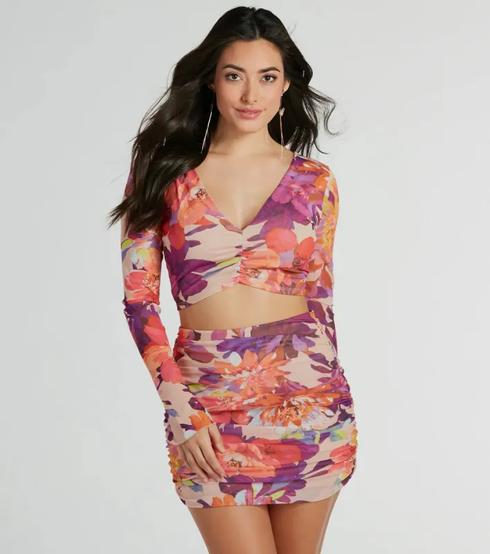 Bloom With A View V-Neck Floral Crop Top sold by Windsor