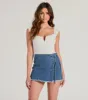 Stylish Appearance Side-Tie Wrap Denim Skort sold by Windsor
