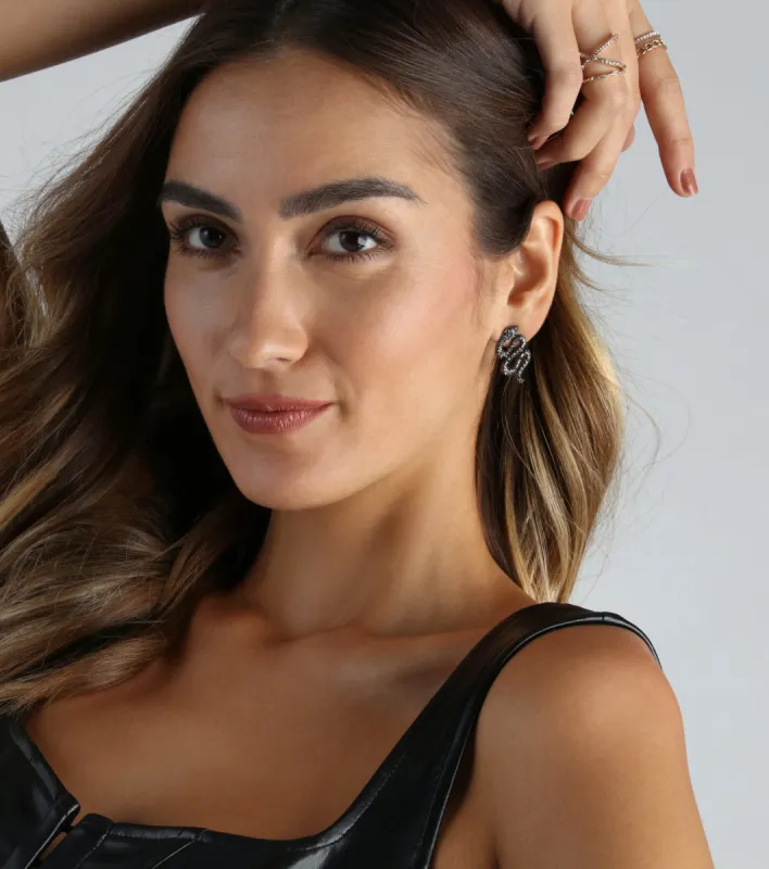 Chic Reputation Rhinestone Snake Earrings sold by Windsor