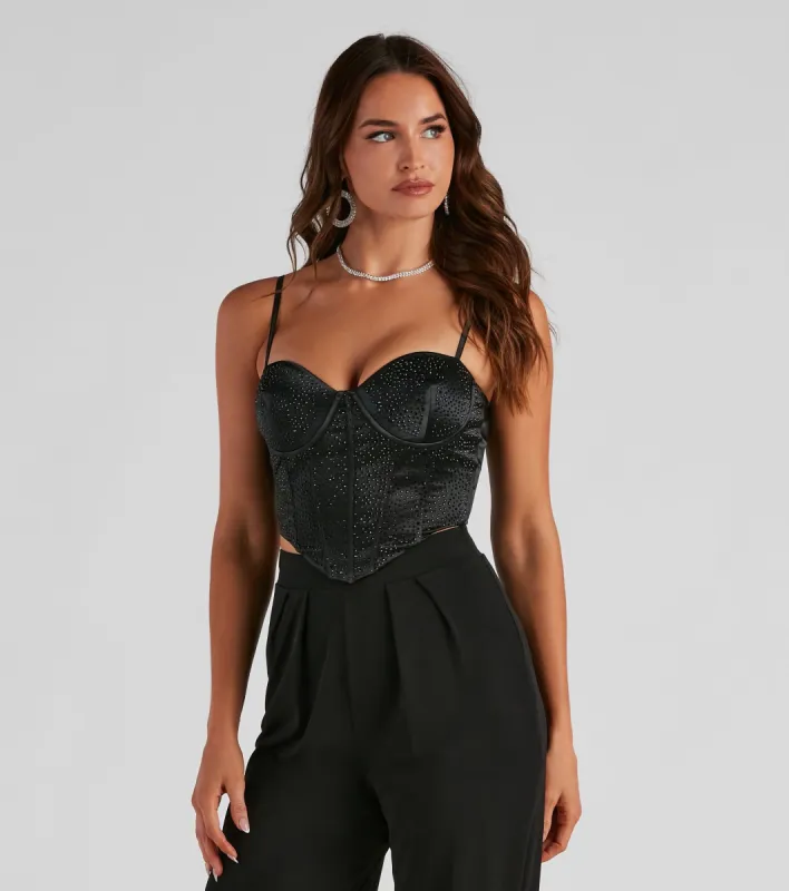 PLACEHOLDER - Sparkly Flirt Satin Heatstone Corset sold by Windsor