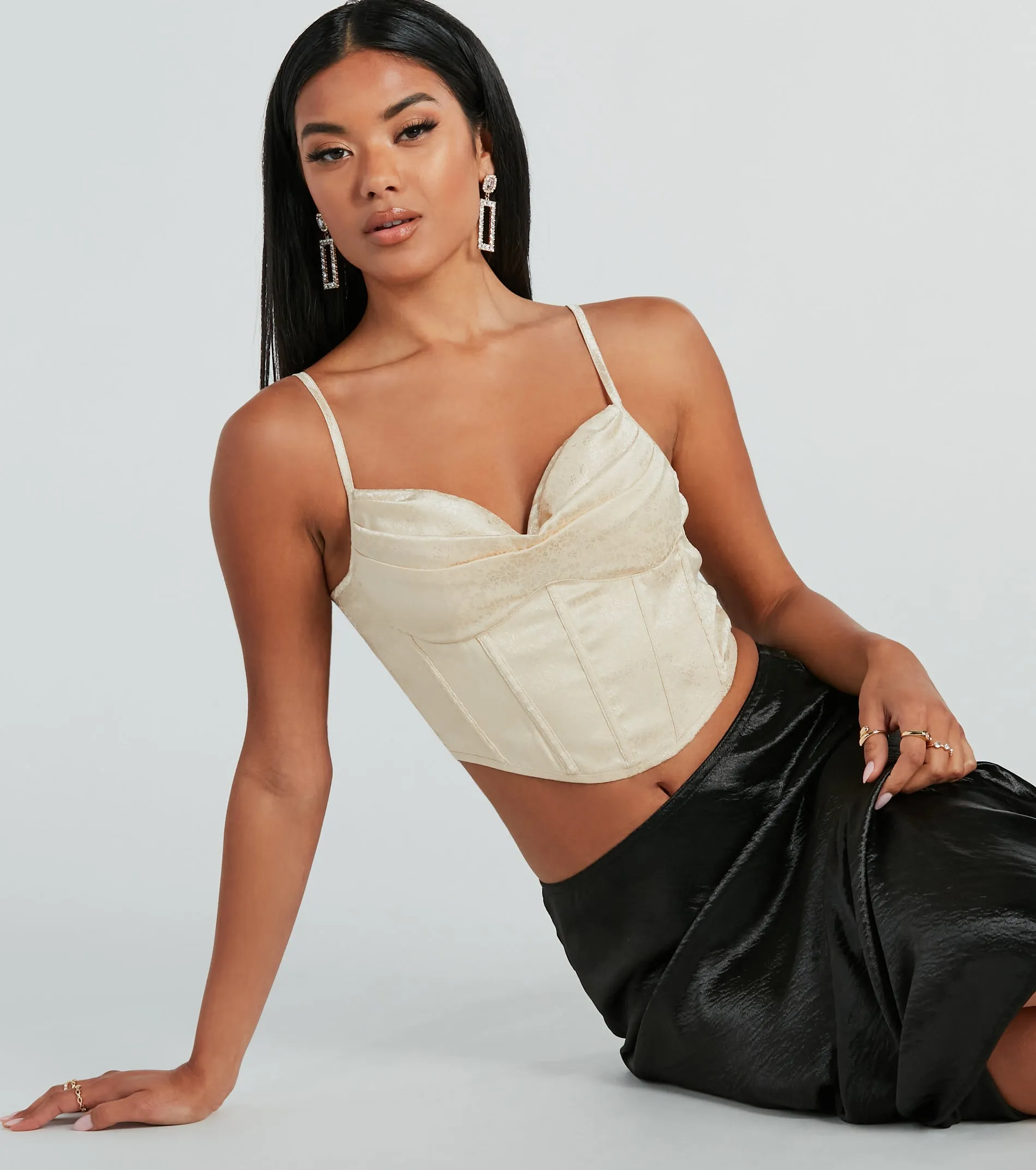 CLEARANCE - Easily Darling Satin Floral Jacquard Bustier sold by Windsor