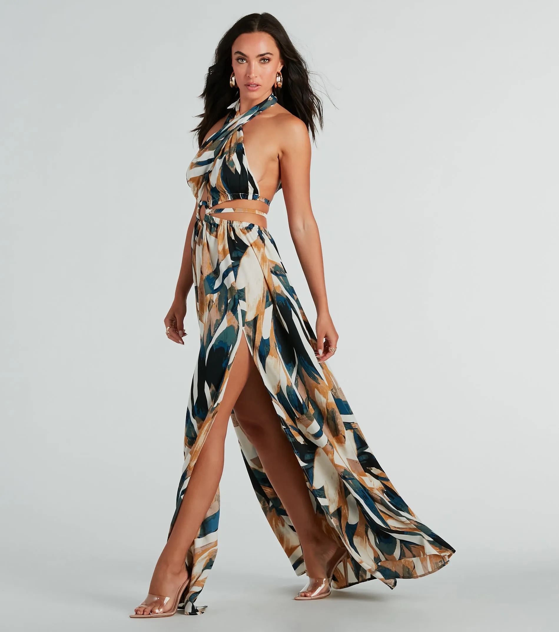 Dreamy Destination Cutout Tropical Print Maxi Dress sold by Windsor product image thumbnail 3