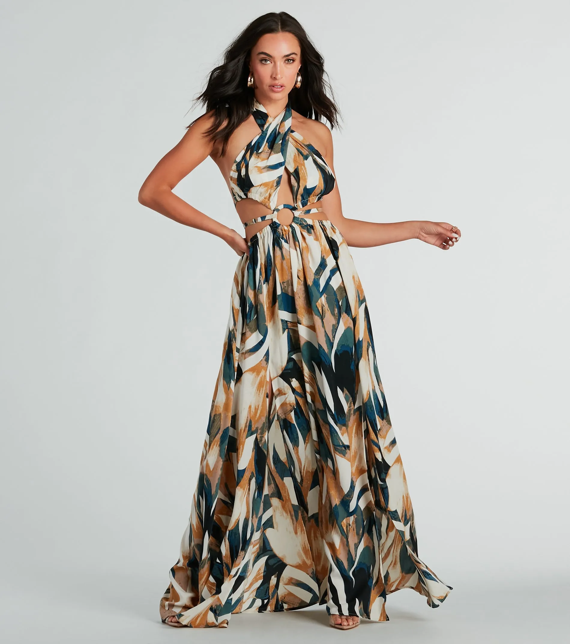 Dreamy Destination Cutout Tropical Print Maxi Dress sold by Windsor