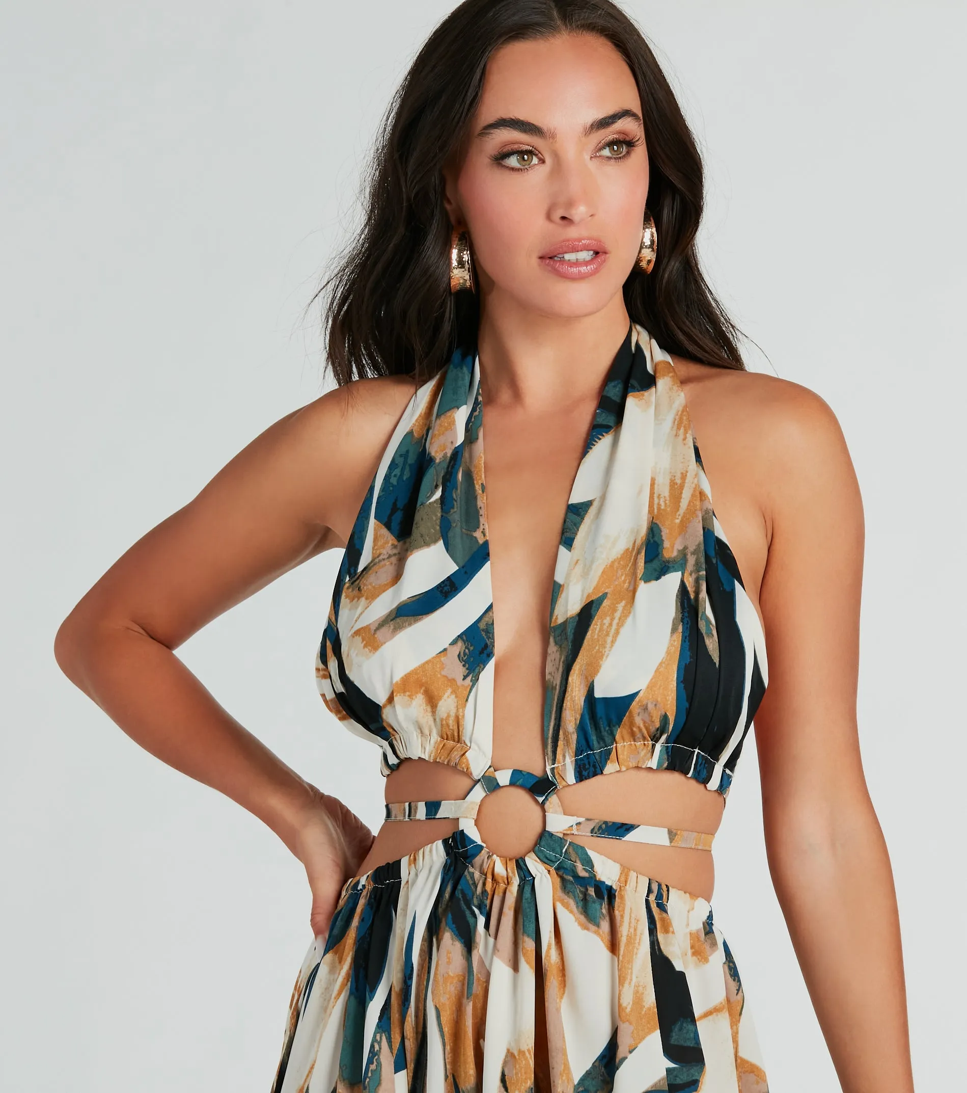 Dreamy Destination Cutout Tropical Print Maxi Dress sold by Windsor product image thumbnail 5