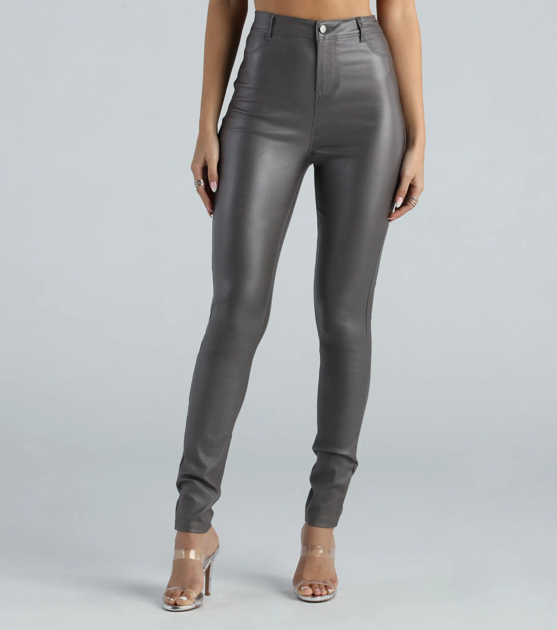 CLEARANCE - High-Rise Coated Skinny Pants sold by Windsor