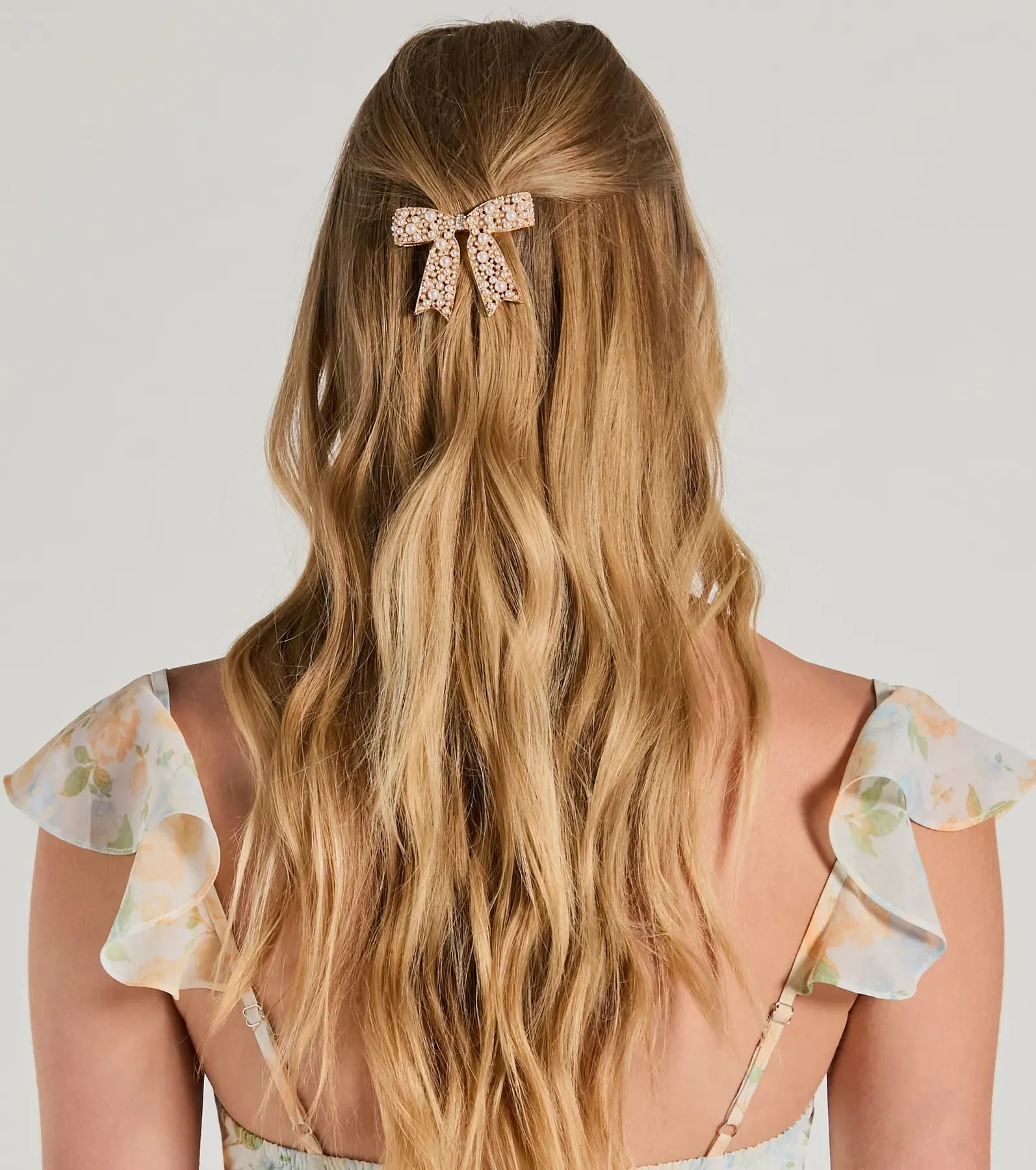 Ideal Beauty Faux Pearl Rhinestone Bow Barrette sold by Windsor product image thumbnail 2